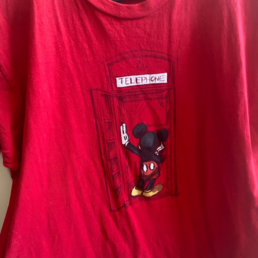 Bright Red Short Sleeve Tee with Cartoon Graphic